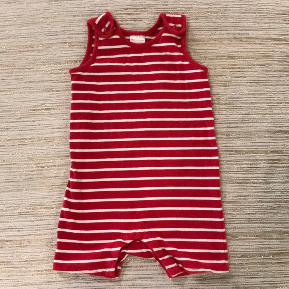 Hanna Andersson Red & White Striped Cotton Romper